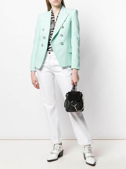 Double-Breasted Mint Blazer