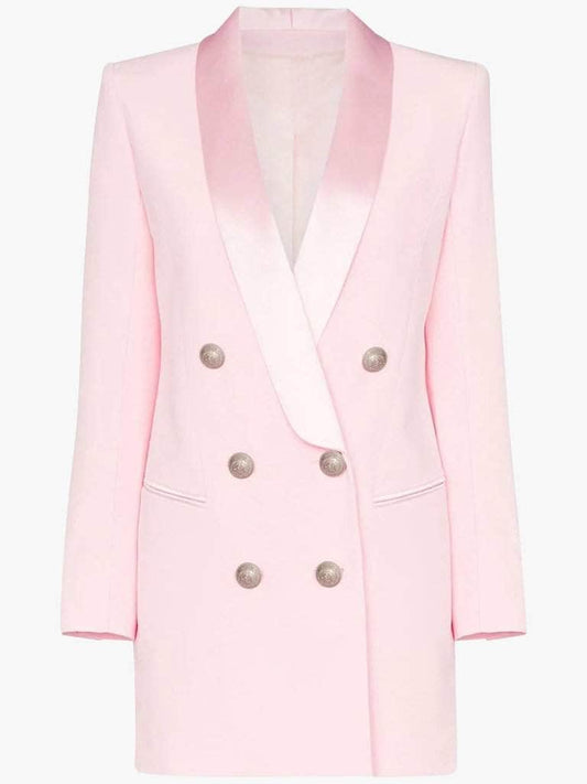 Double-Breasted Pink Blazer Dress