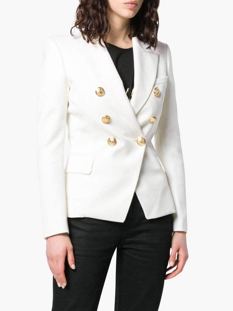Double-Breasted White Blazer