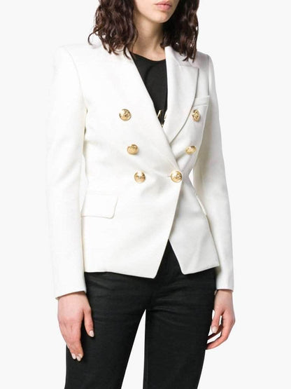 Double-Breasted White Blazer