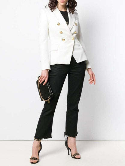 Double-Breasted White Blazer