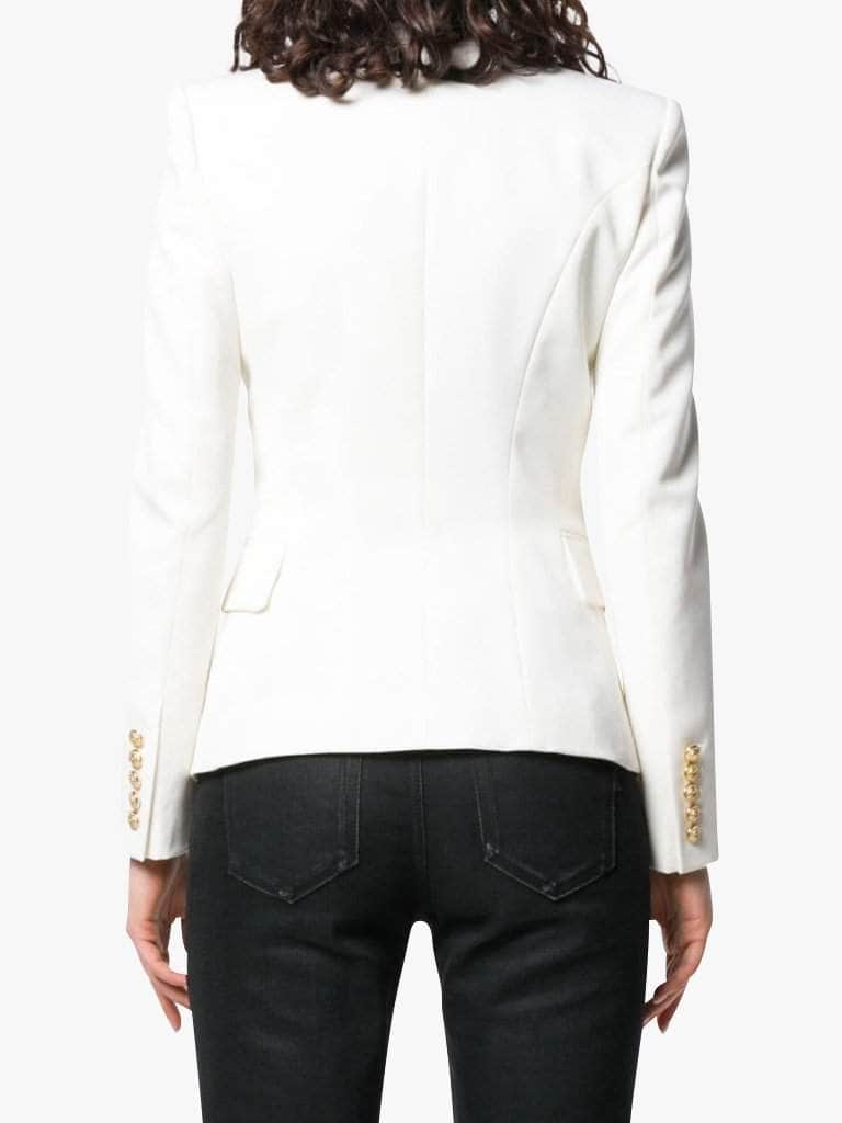 Double-Breasted White Blazer