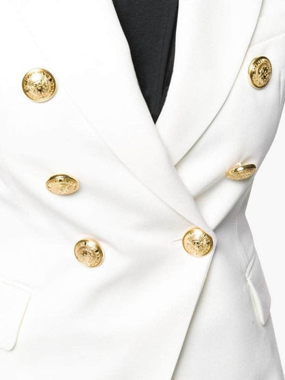 Double-Breasted White Blazer