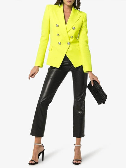 Double-Breasted Yellow Blazer