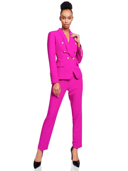 Dylan Double-Breasted Jacket + Pants Set in Purple
