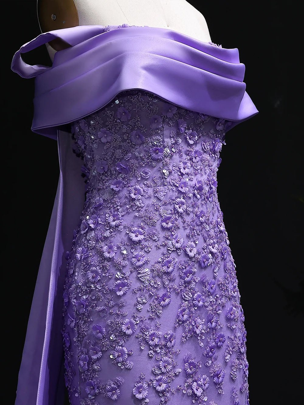 Elena Lilac Off-Shoulder Mermaid Gown