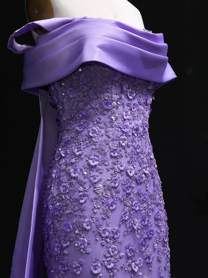 Elena Lilac Off-Shoulder Mermaid Gown