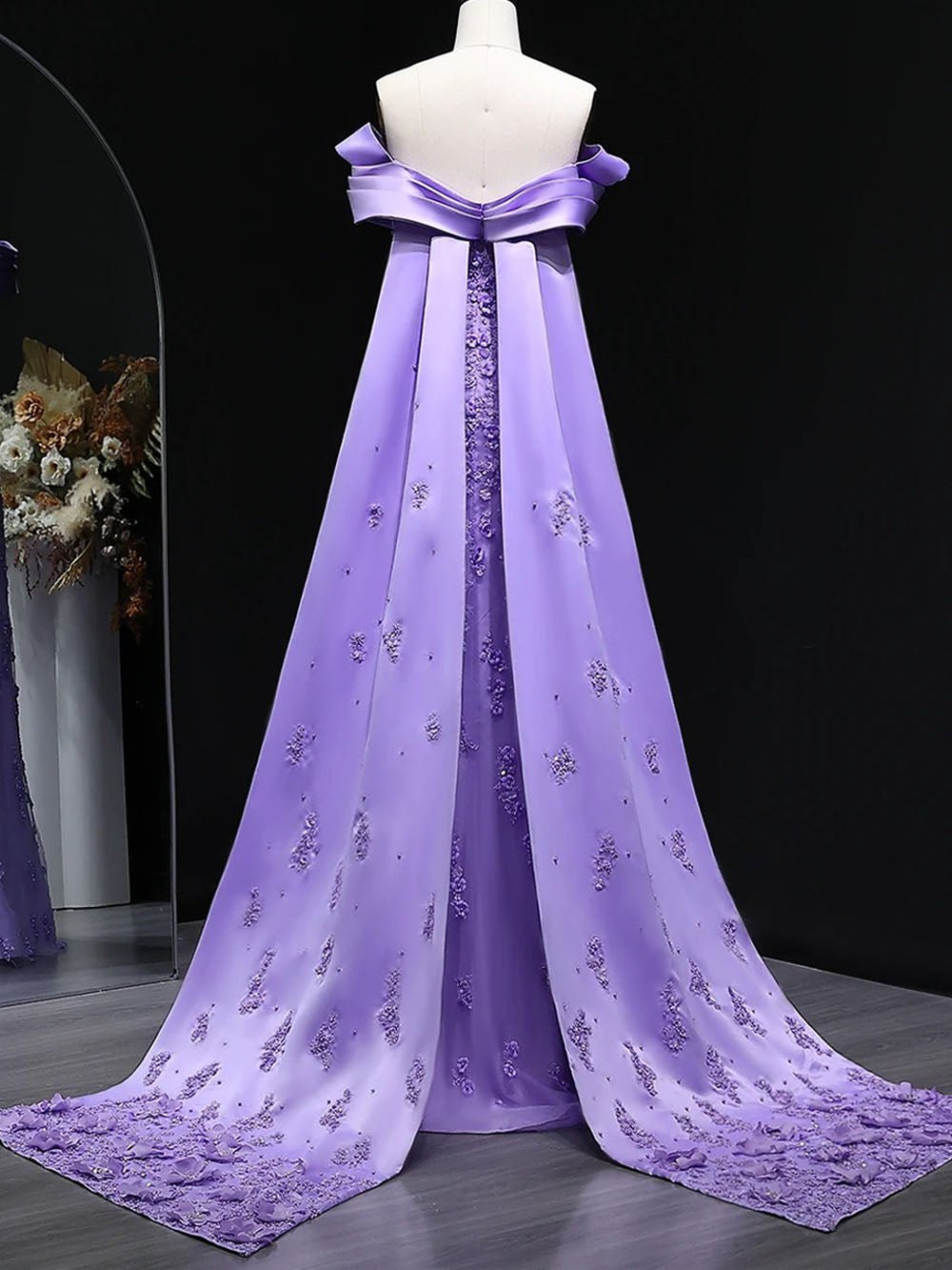 Elena Lilac Off-Shoulder Mermaid Gown