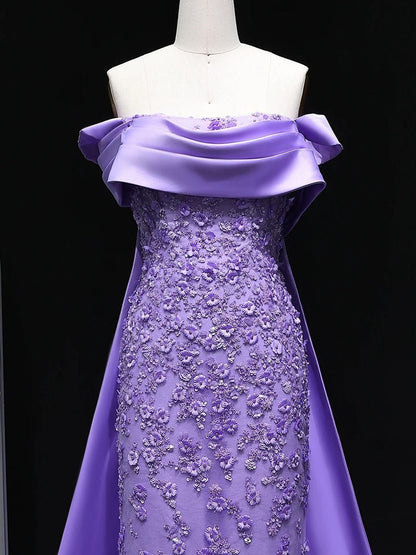 Elena Lilac Off-Shoulder Mermaid Gown
