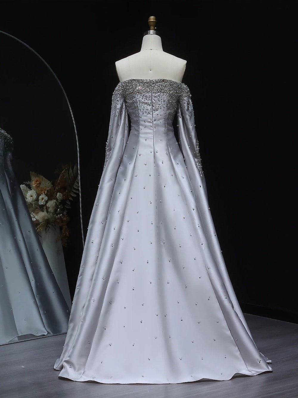 Elodie Embellished Satin Gown