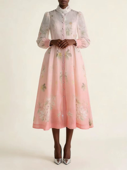Elodie Floral Organza Midi Dress