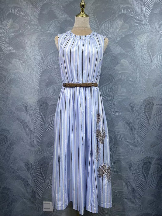 Elodie Pleated Belted Maxi Dress