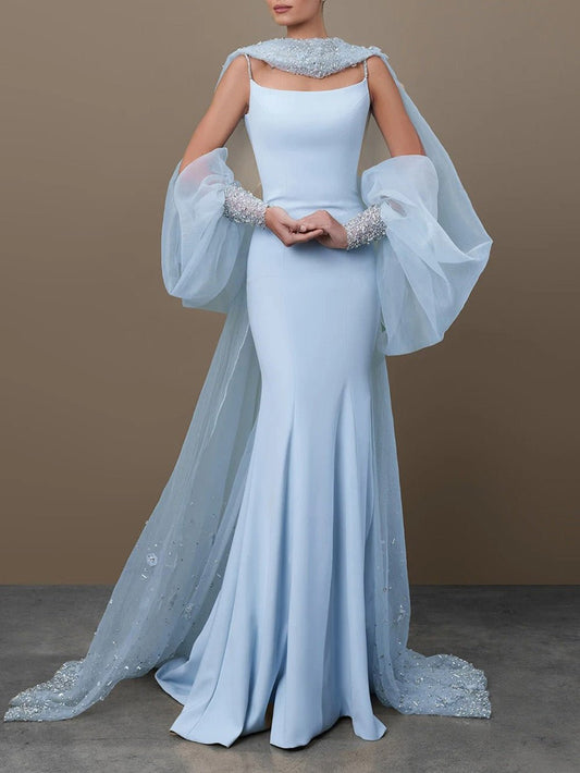 Elowen Sequin Cape Mermaid Gown