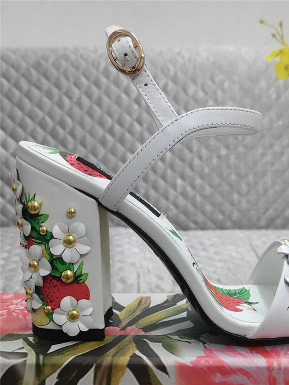 Feven Strawberry Ankle Strap Toe Heel