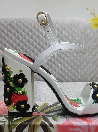 Feven Strawberry Ankle Strap Toe Heel
