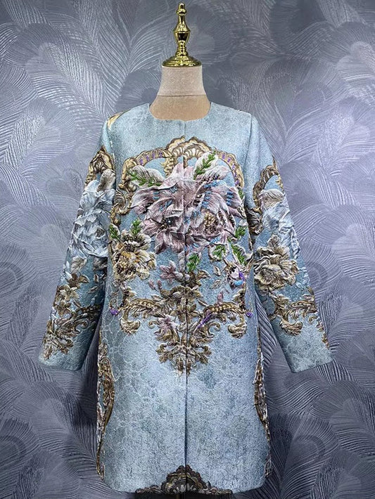 Fiora Ornate Floral Long Coat | Cora Bellune - image 1