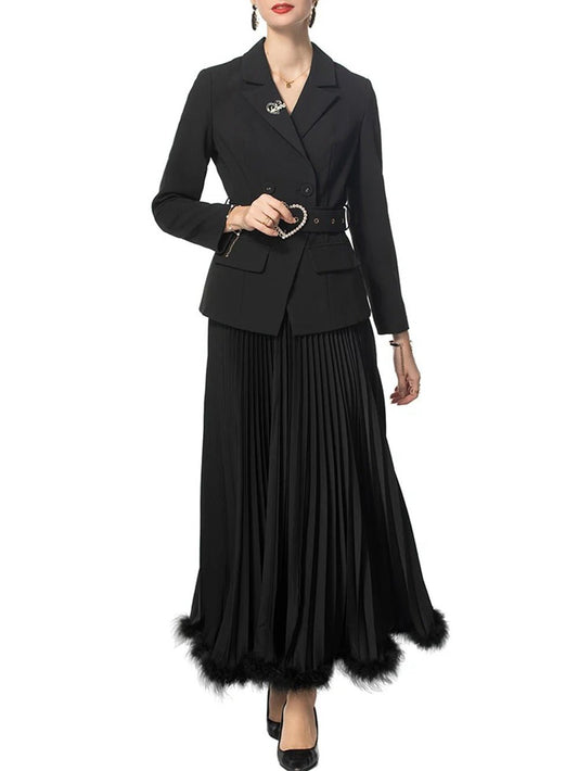 Freya Belted Blazer & Maxi Skirt Set