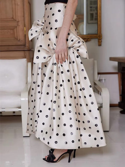 Gabriella Bow Polka Dot Maxi Skirt