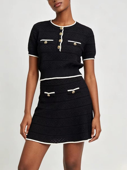 Harper Knit Button Skirt Set