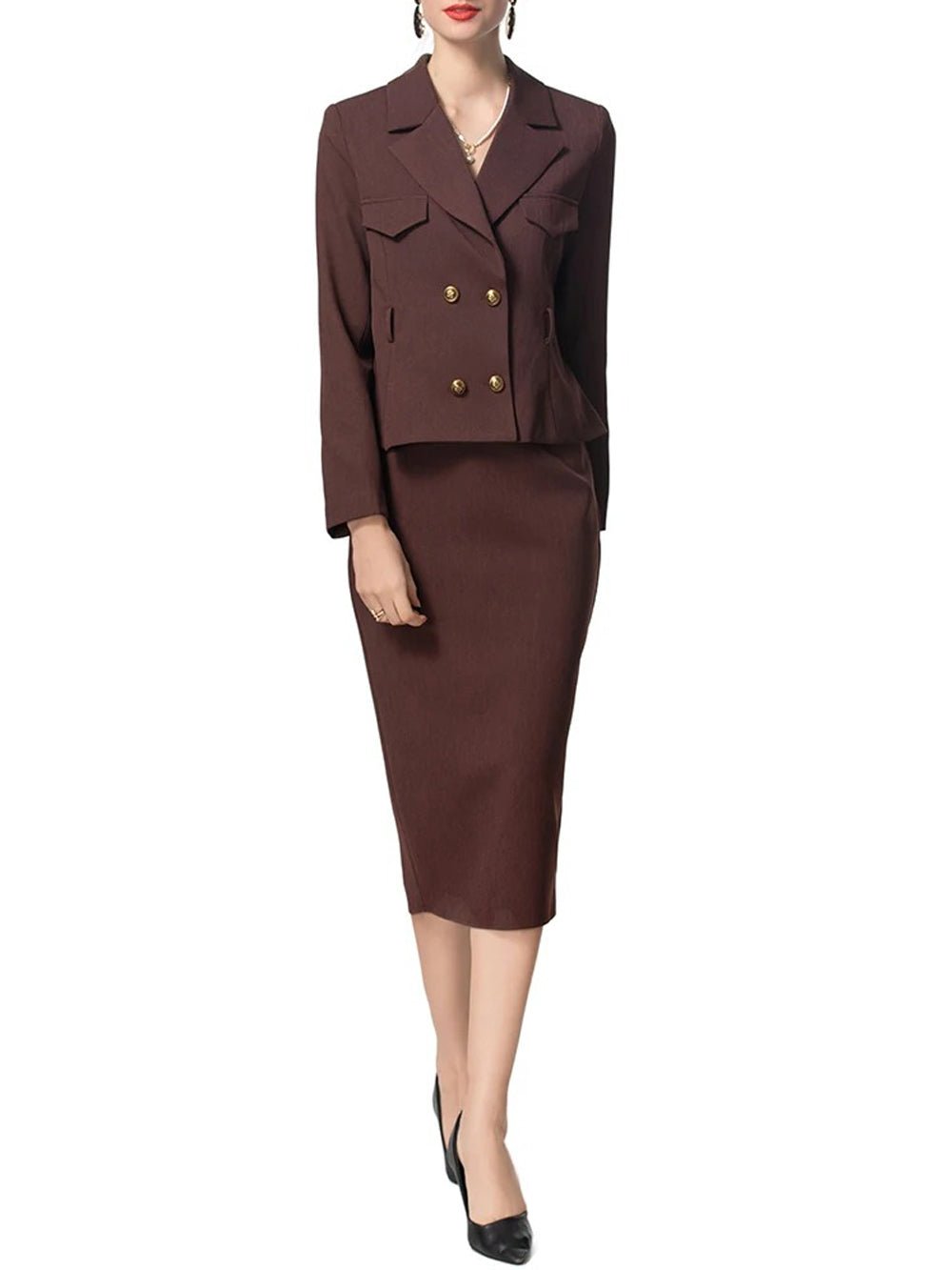 Isabel Double-Breasted Top & Skirt Set