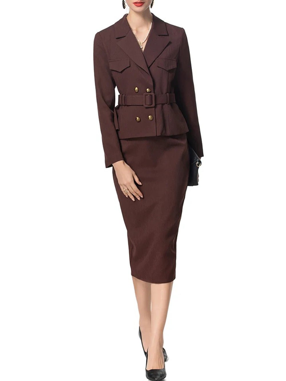 Isabel Double-Breasted Top & Skirt Set