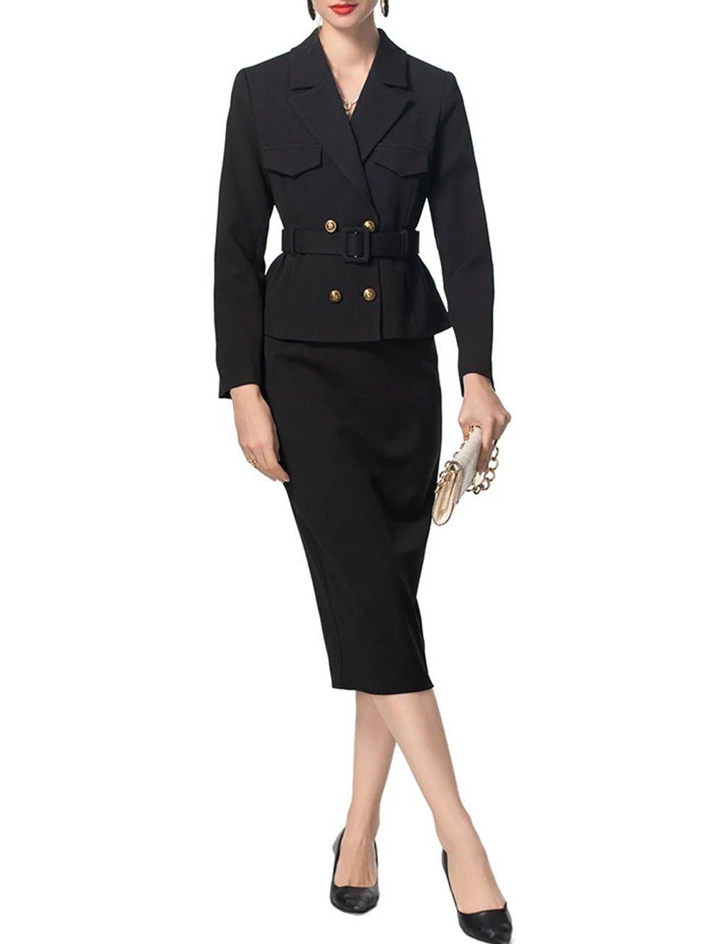 Isabel Double-Breasted Top & Skirt Set