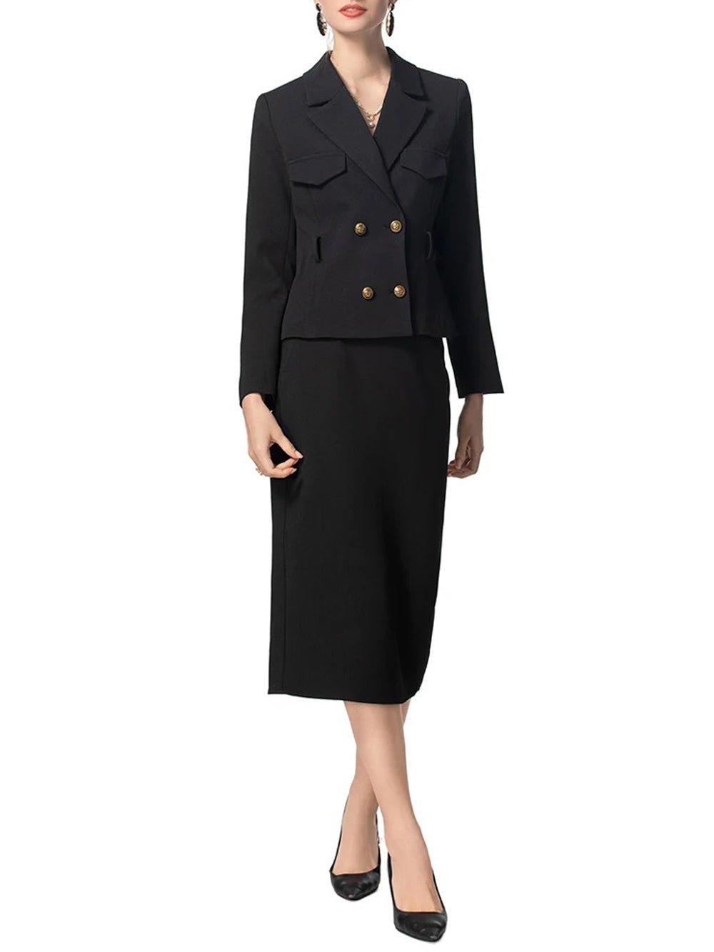 Isabel Double-Breasted Top & Skirt Set