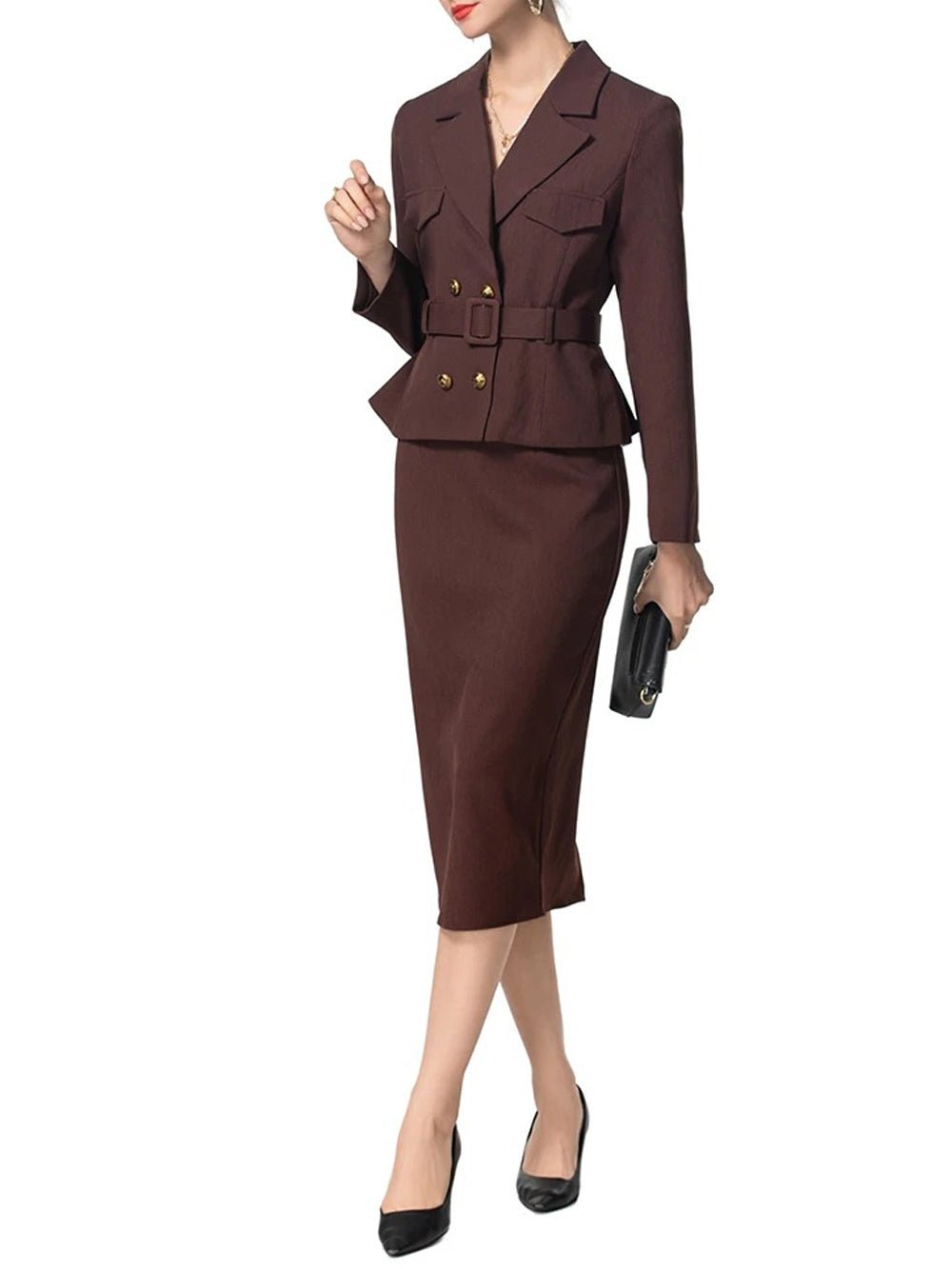 Isabel Double-Breasted Top & Skirt Set