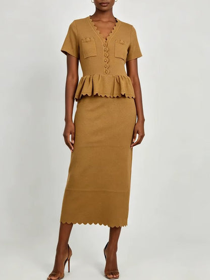 Juliette Knit Collared Skirt Set