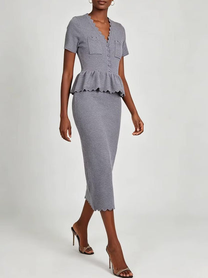 Juliette Knit Collared Skirt Set