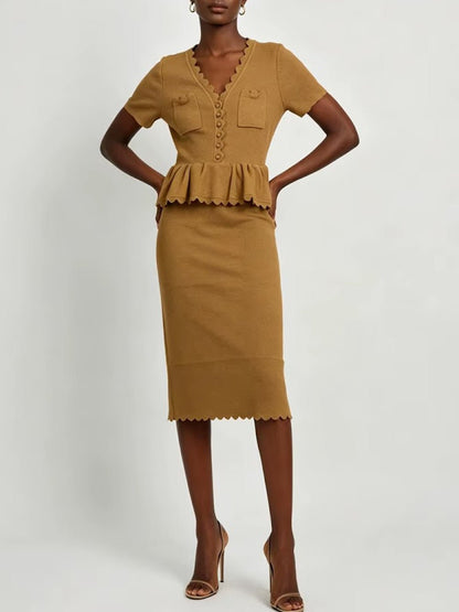 Juliette Knit Collared Skirt Set
