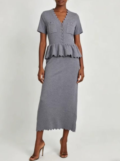 Juliette Knit Collared Skirt Set