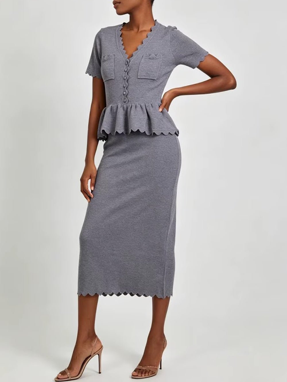 Juliette Knit Collared Skirt Set
