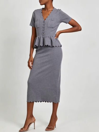 Juliette Knit Collared Skirt Set