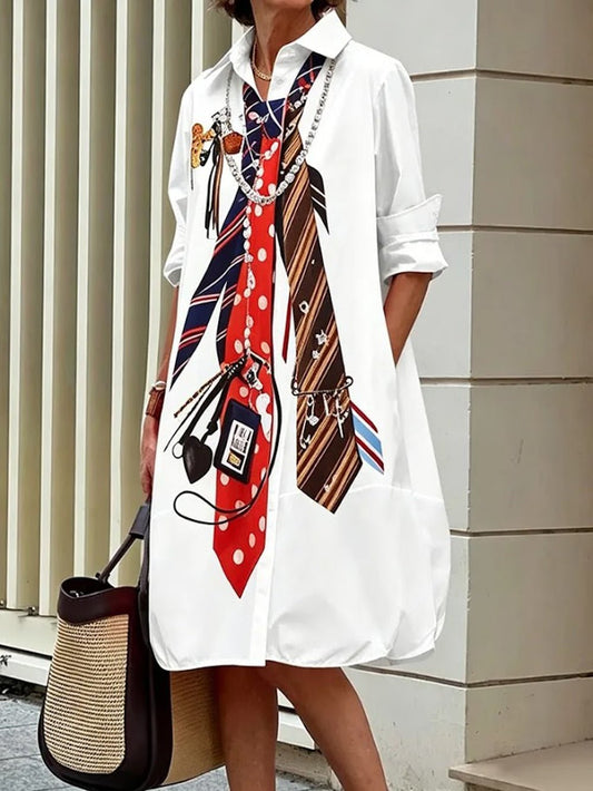 Juliette Scarf Print Shirt Mini Dress | Cora Bellune - image 1