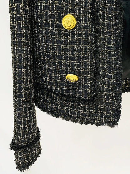 Kiara Lion Button Tweed Jacket