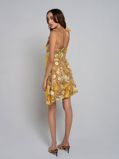 Liora Floral Strapped Flare Mini Dress