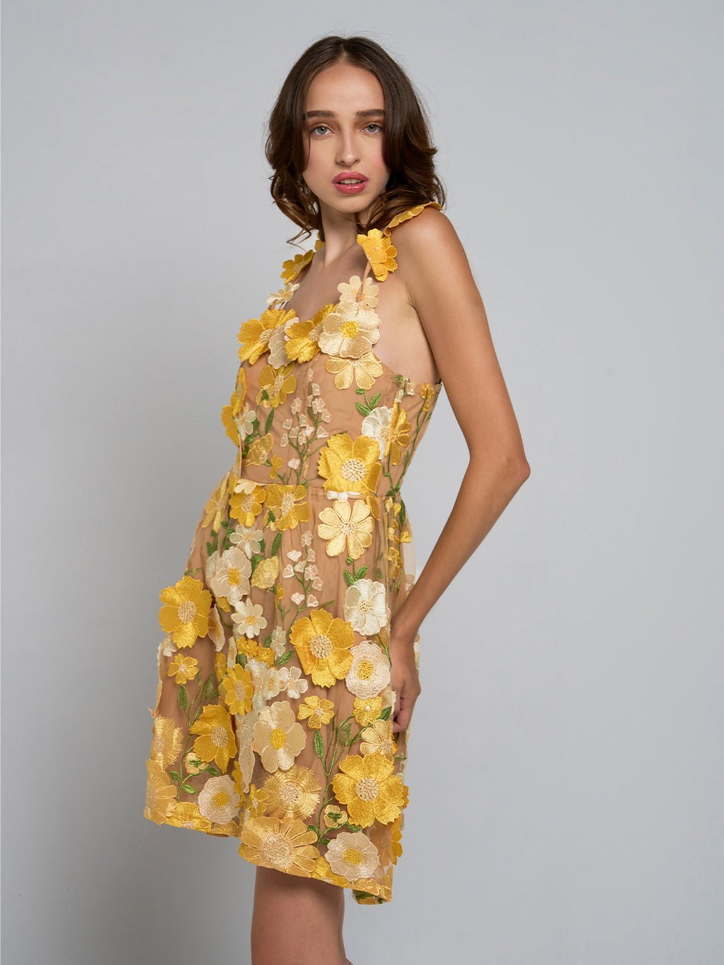 Liora Floral Strapped Flare Mini Dress