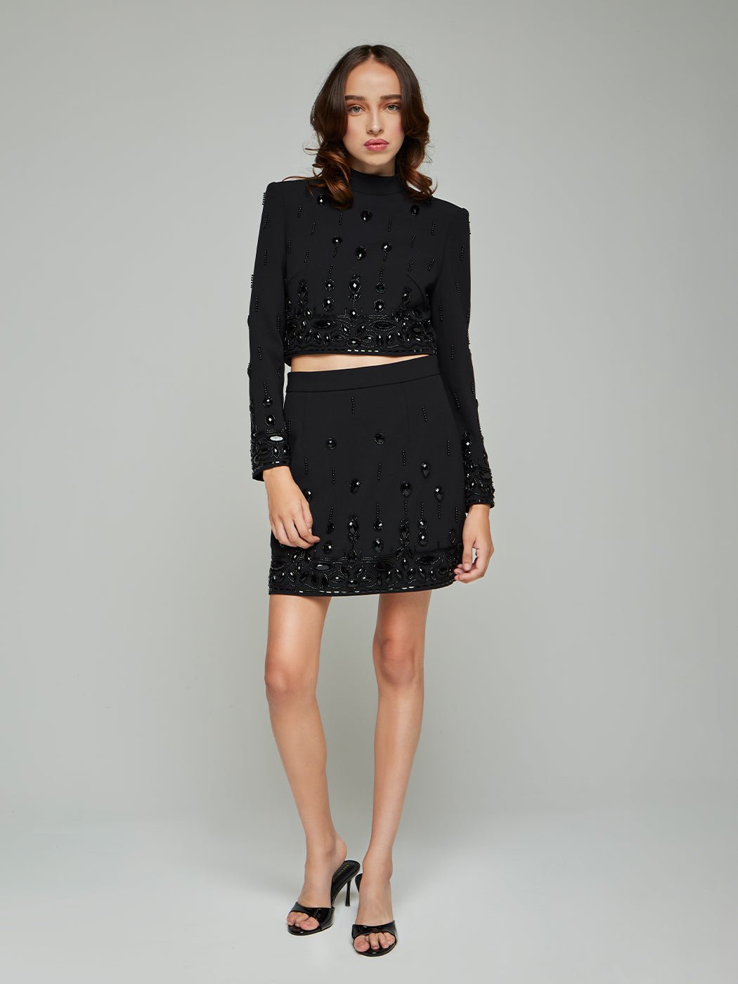 Lola Beaded Cropped Jacket & Mini Skirt Set