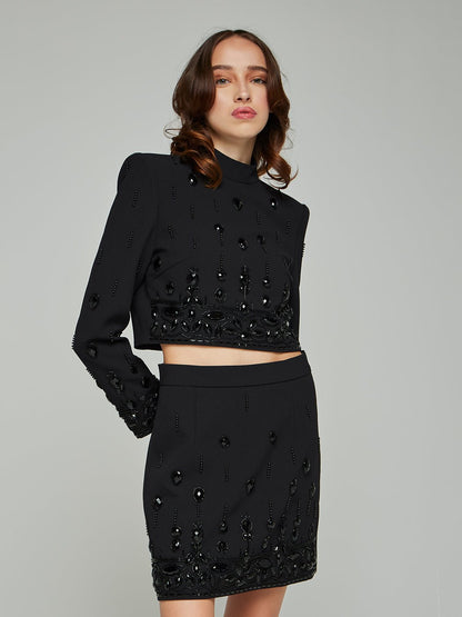 Lola Beaded Cropped Jacket & Mini Skirt Set