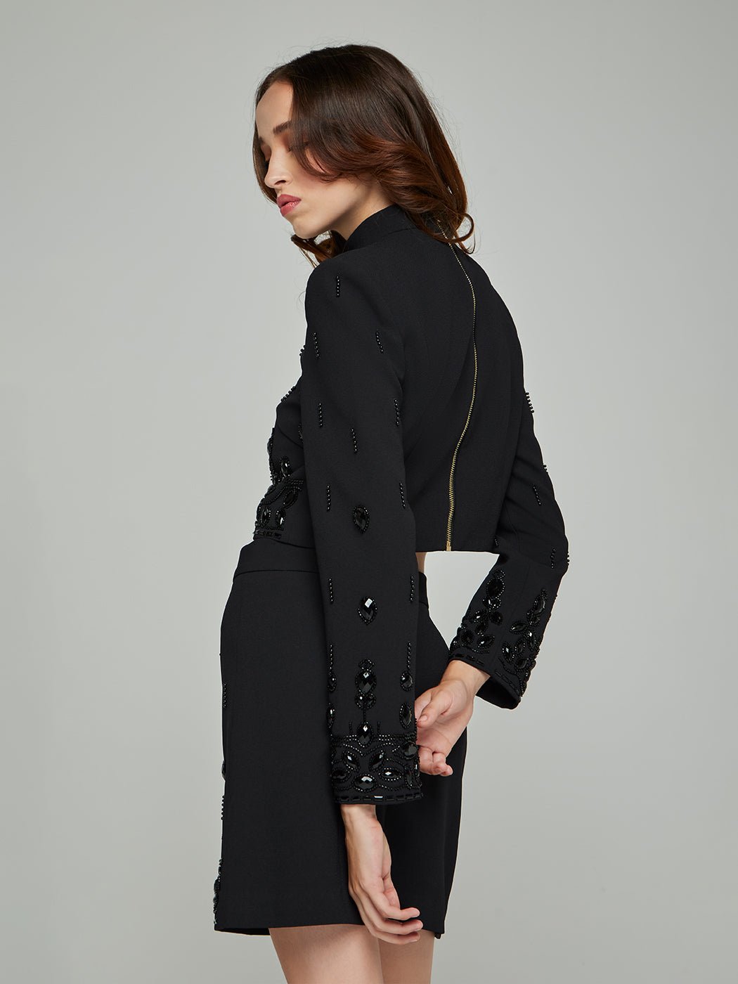 Lola Beaded Cropped Jacket & Mini Skirt Set