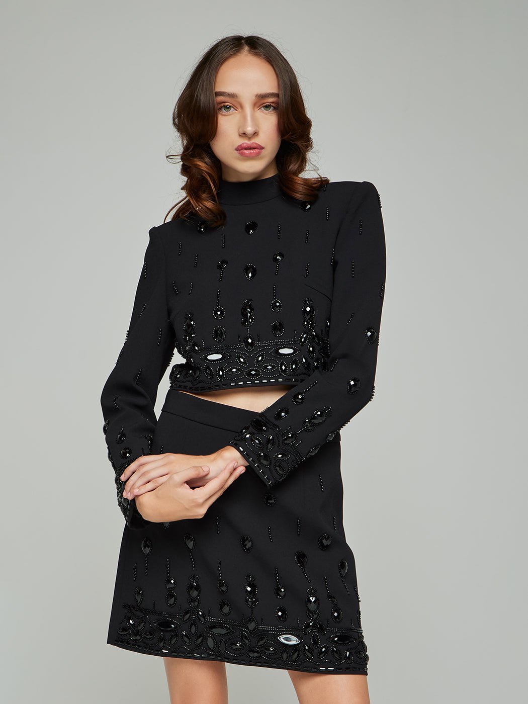 Lola Beaded Cropped Jacket & Mini Skirt Set