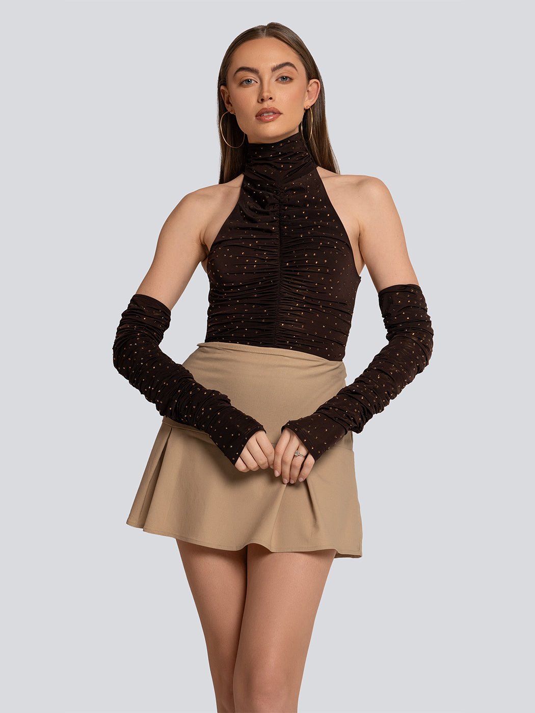 Lucy High Neck Sequin Bodysuit & Matching Gloves