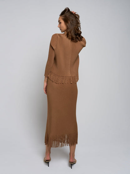 Maddie Fringe Blouse & Maxi Skirt Set