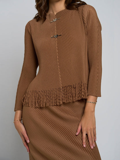 Maddie Fringe Blouse & Maxi Skirt Set