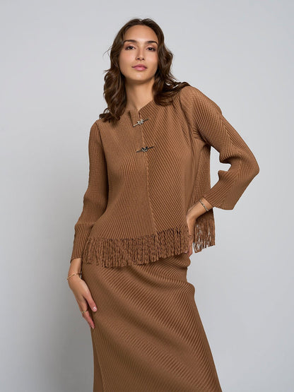 Maddie Fringe Blouse & Maxi Skirt Set