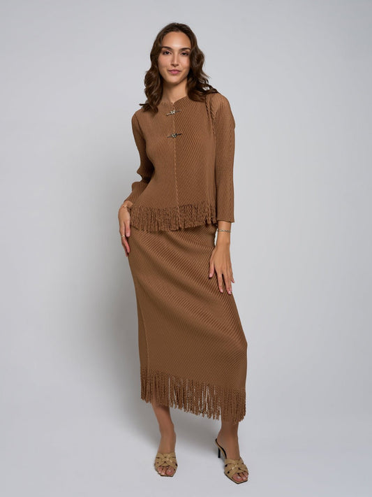Maddie Fringe Blouse & Maxi Skirt Set