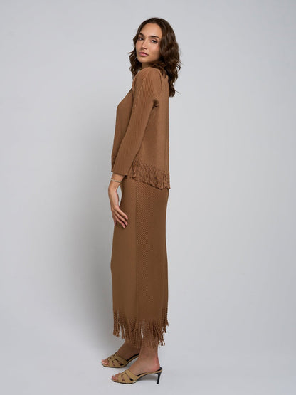 Maddie Fringe Blouse & Maxi Skirt Set