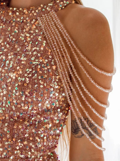 Maisie Crystal Drape Mini Dress