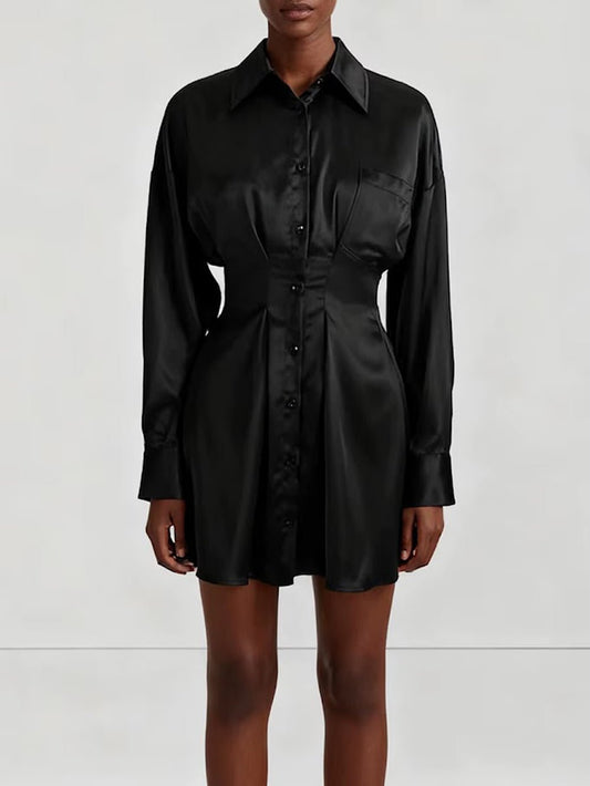 Mara Glossy Shirt Mini Dress